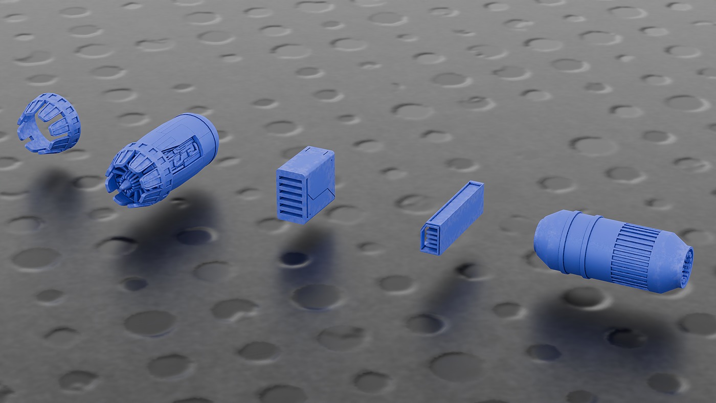 441 Sci Fi Piece Mega Kitbash Set Low-poly 3D model_18