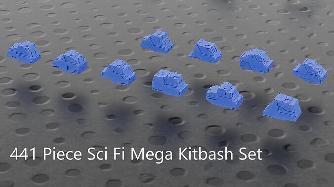 441 Sci Fi Piece Mega Kitbash Set Low-poly 3D model