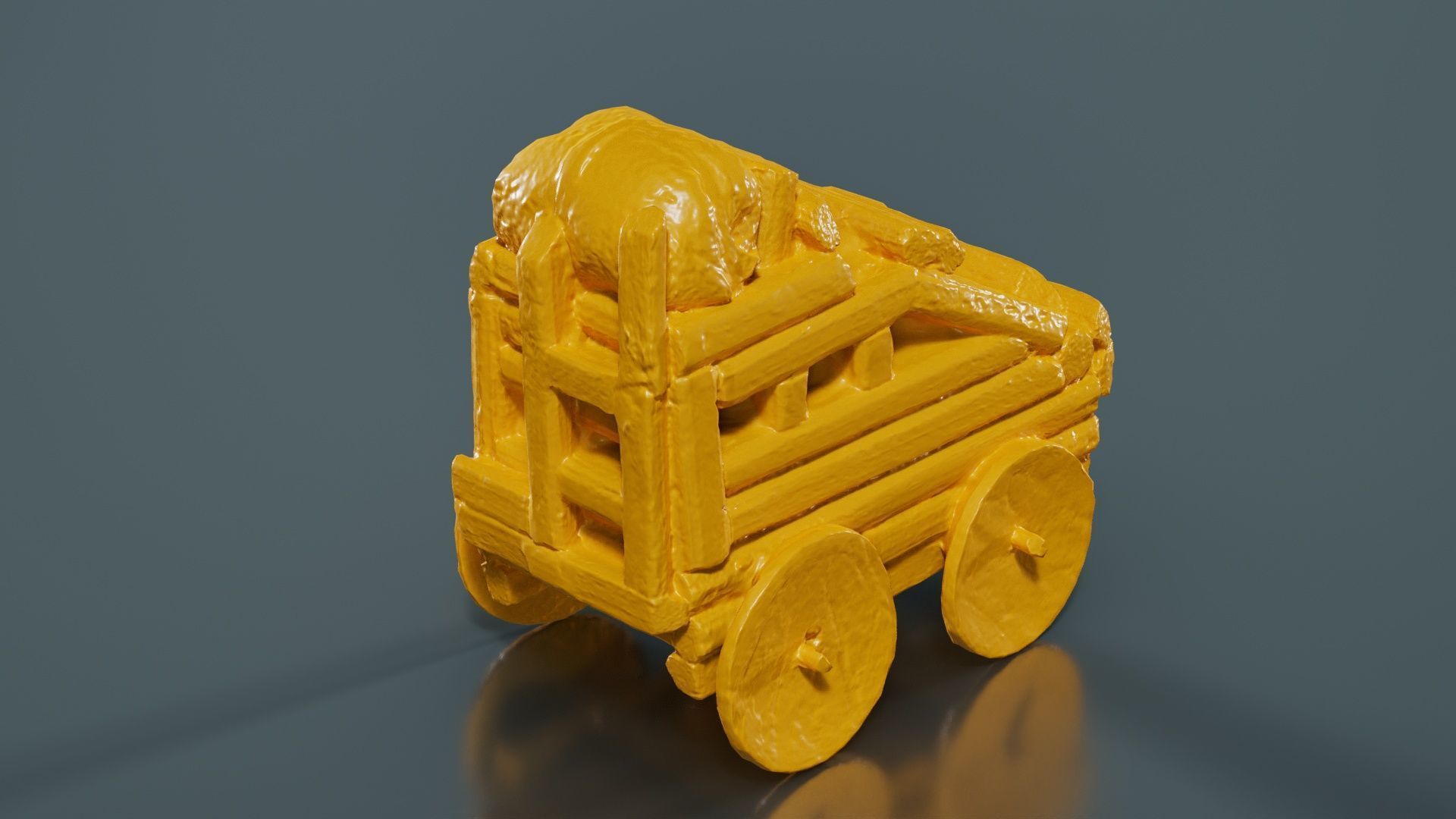 Wood Car Toy Low-poly 3D model_13