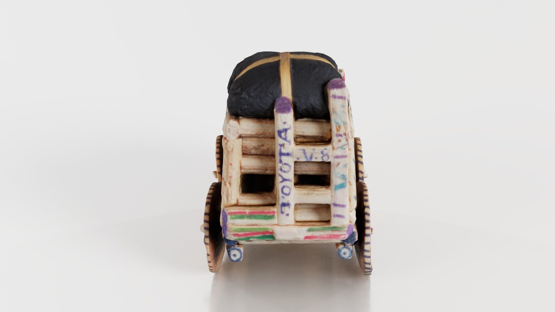 Wood Car Toy Low-poly 3D model_5