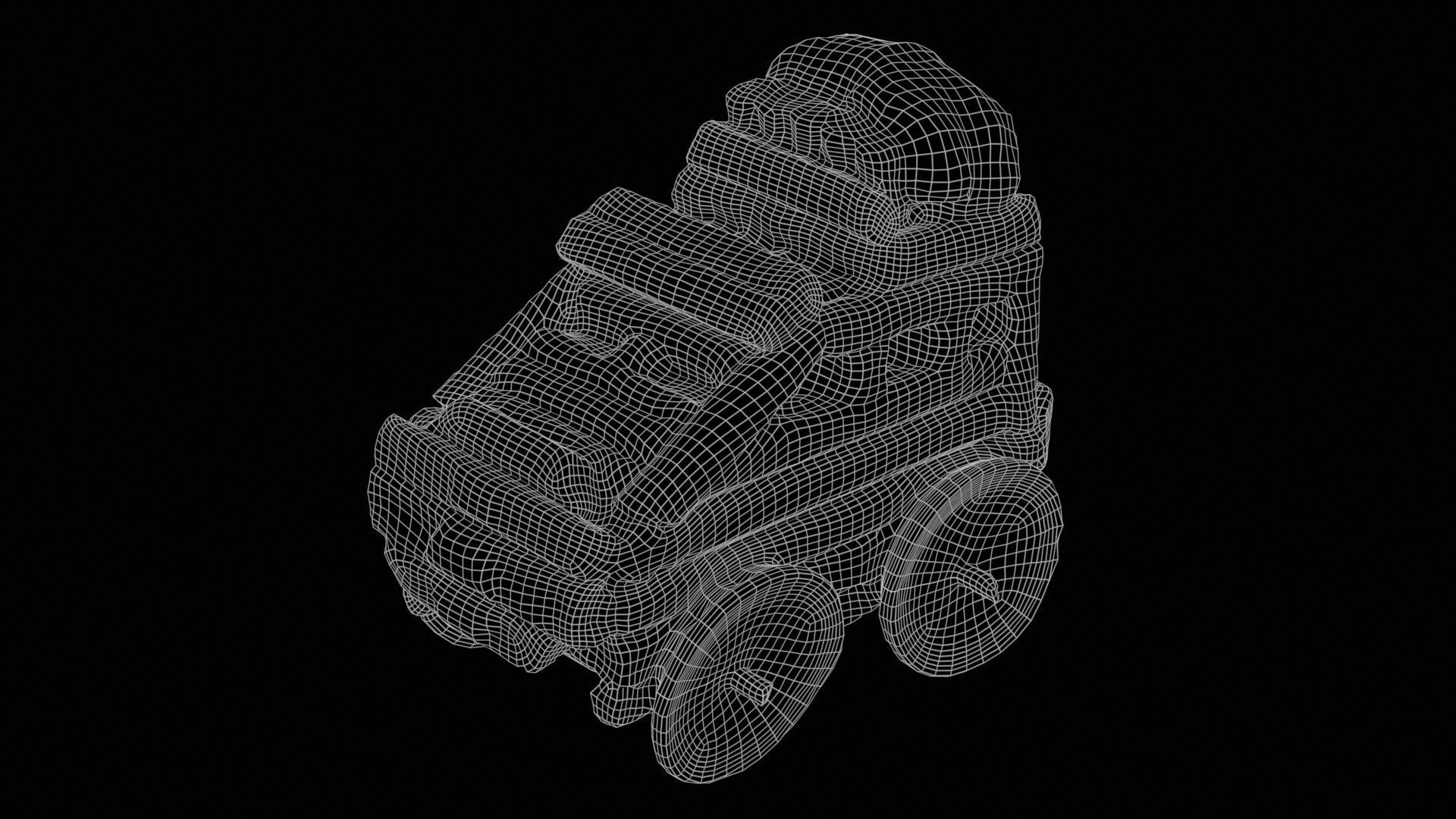 Wood Car Toy Low-poly 3D model_11