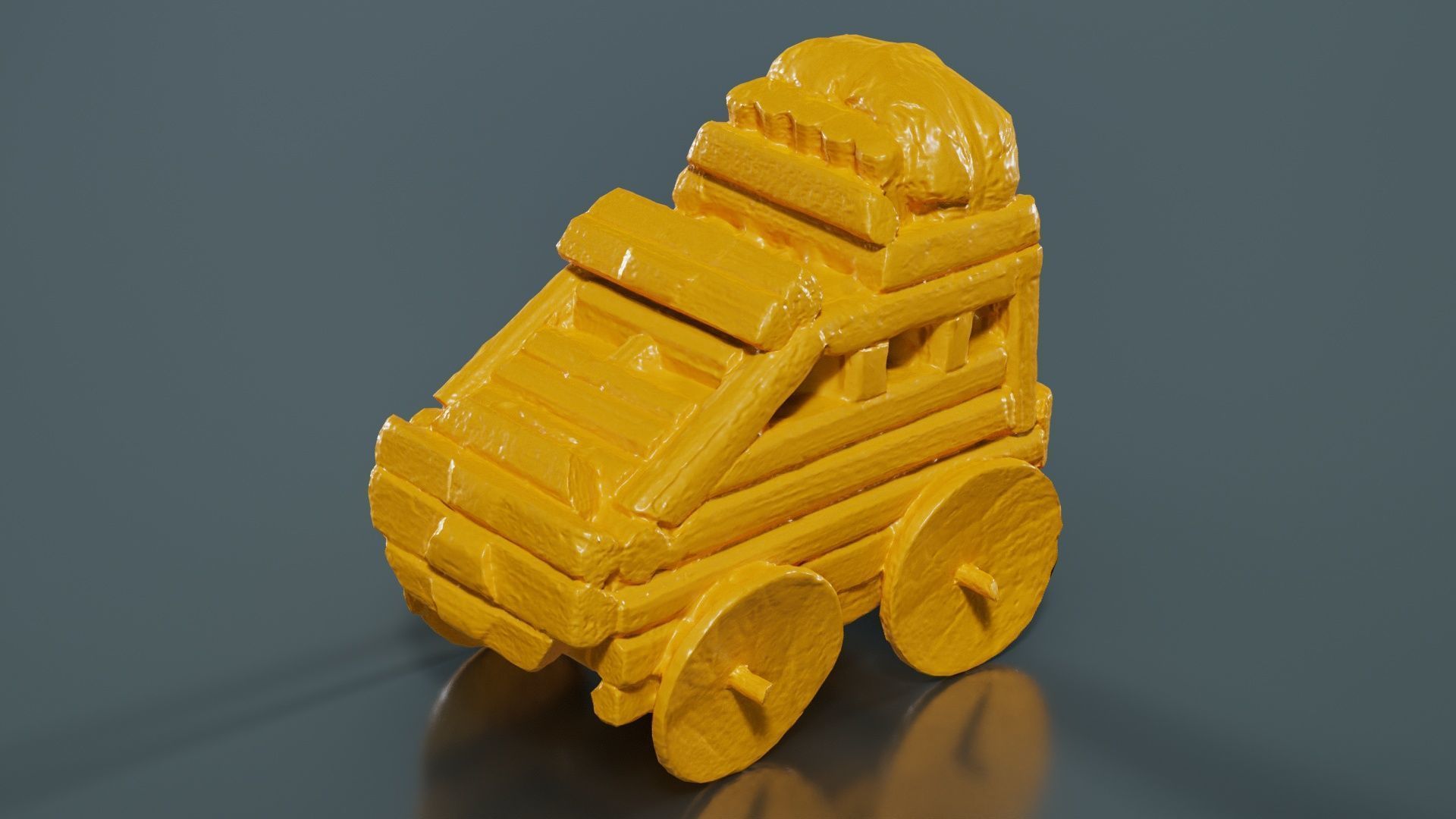 Wood Car Toy Low-poly 3D model_12