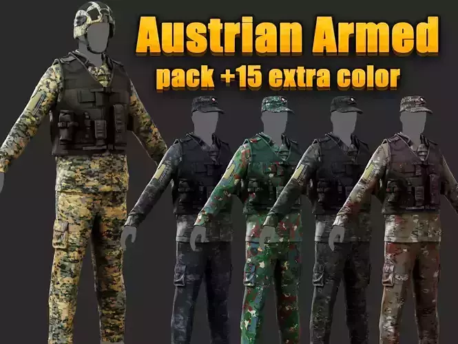 Complete Austrian Armed Forces Uniform Pack Tactical 3D Model Collection