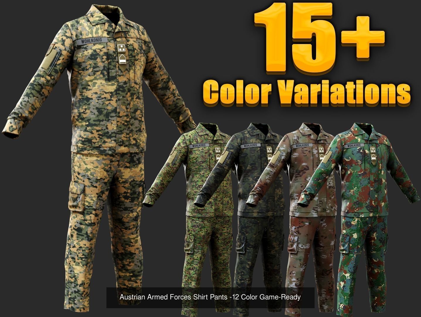 Complete Austrian Armed Forces Uniform Pack Tactical 3D Model Collection_10