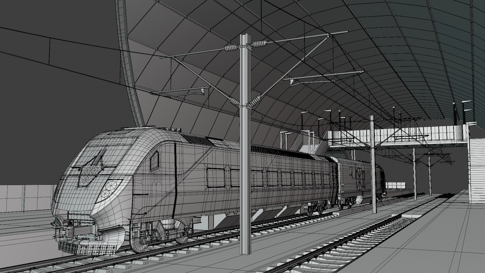 Stations with american train III 3D Model Collection_8