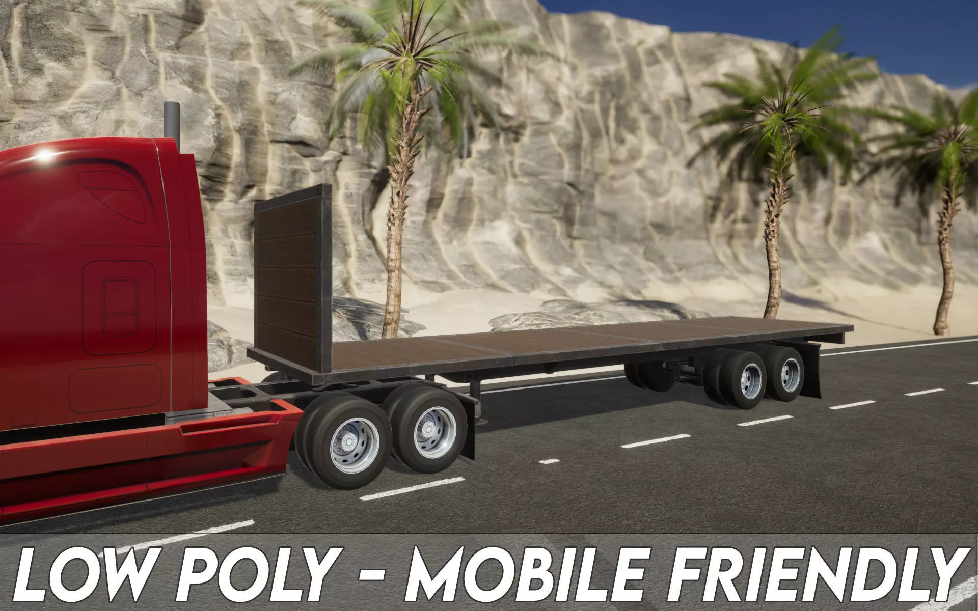 Semi Truck Trailer 03 - Flatbed v1 Low-poly 3D model