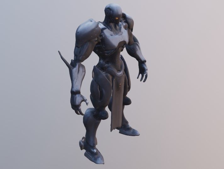 Black fighter robot 3D model_3