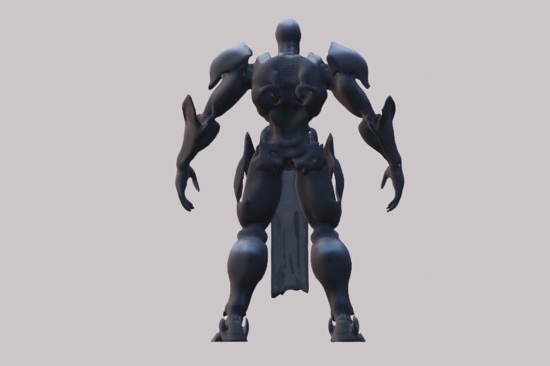 Black fighter robot 3D model_2
