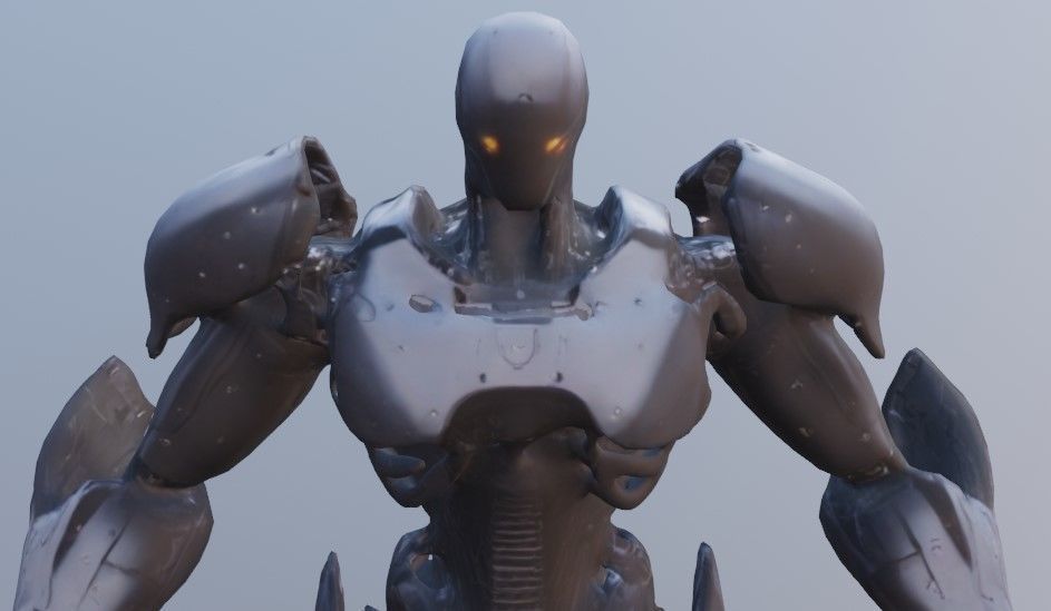 Black fighter robot 3D model_4