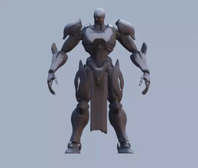Black fighter robot 3D model_0