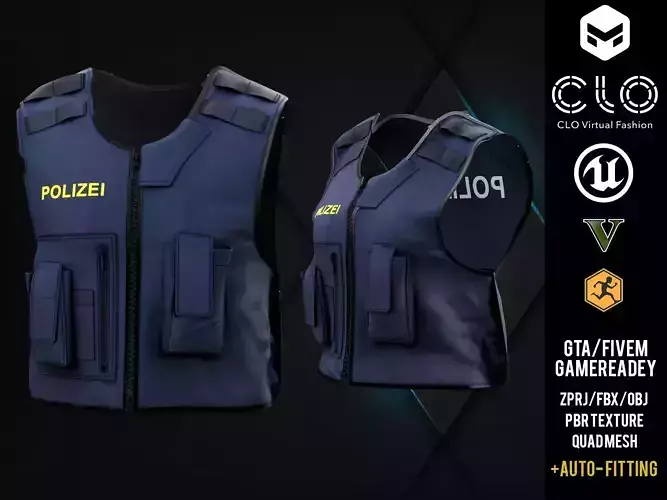 Austrian Bulletproof Vest  GameReady Customizable with Marvelous Low-poly 3D model