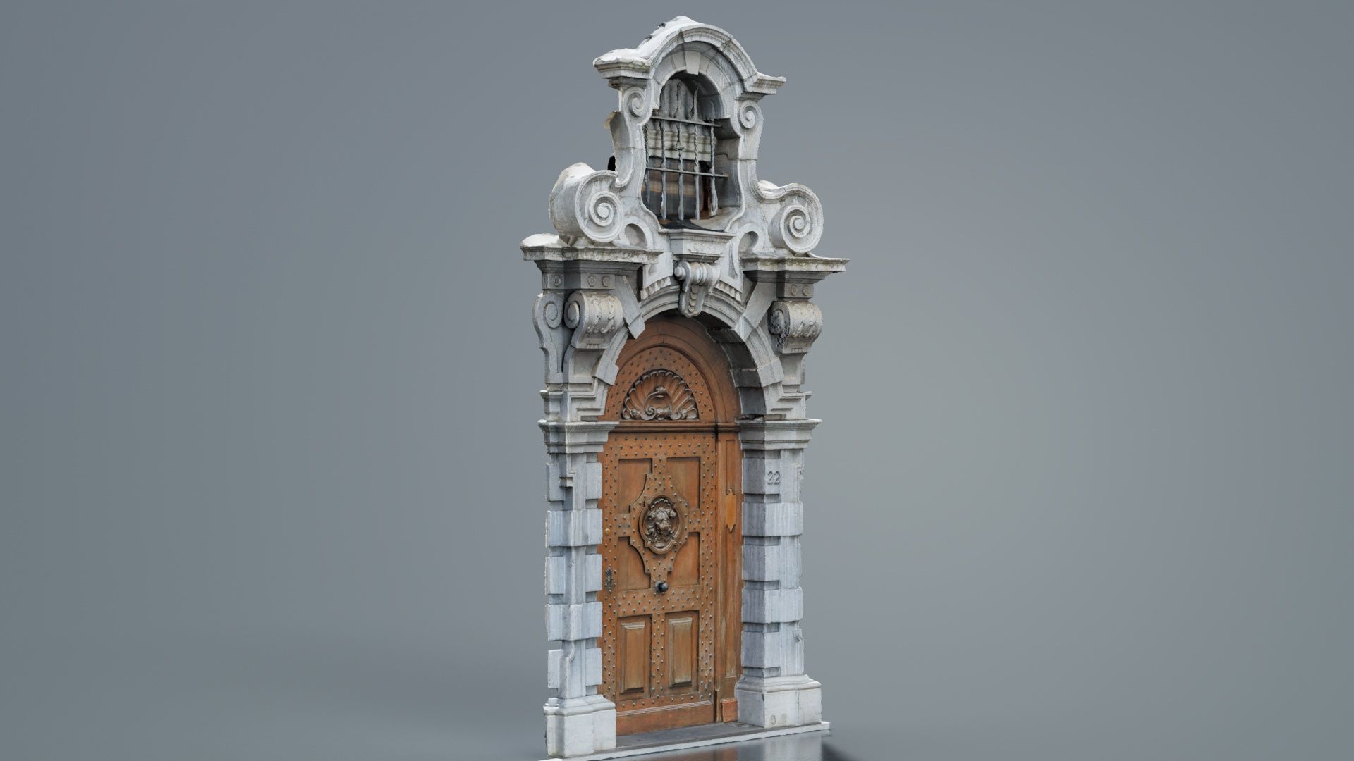 Wood Concrete Door Low-poly 3D model_2