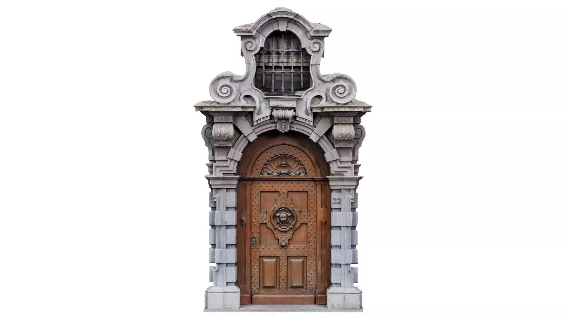 Wood Concrete Door Low-poly 3D model_0