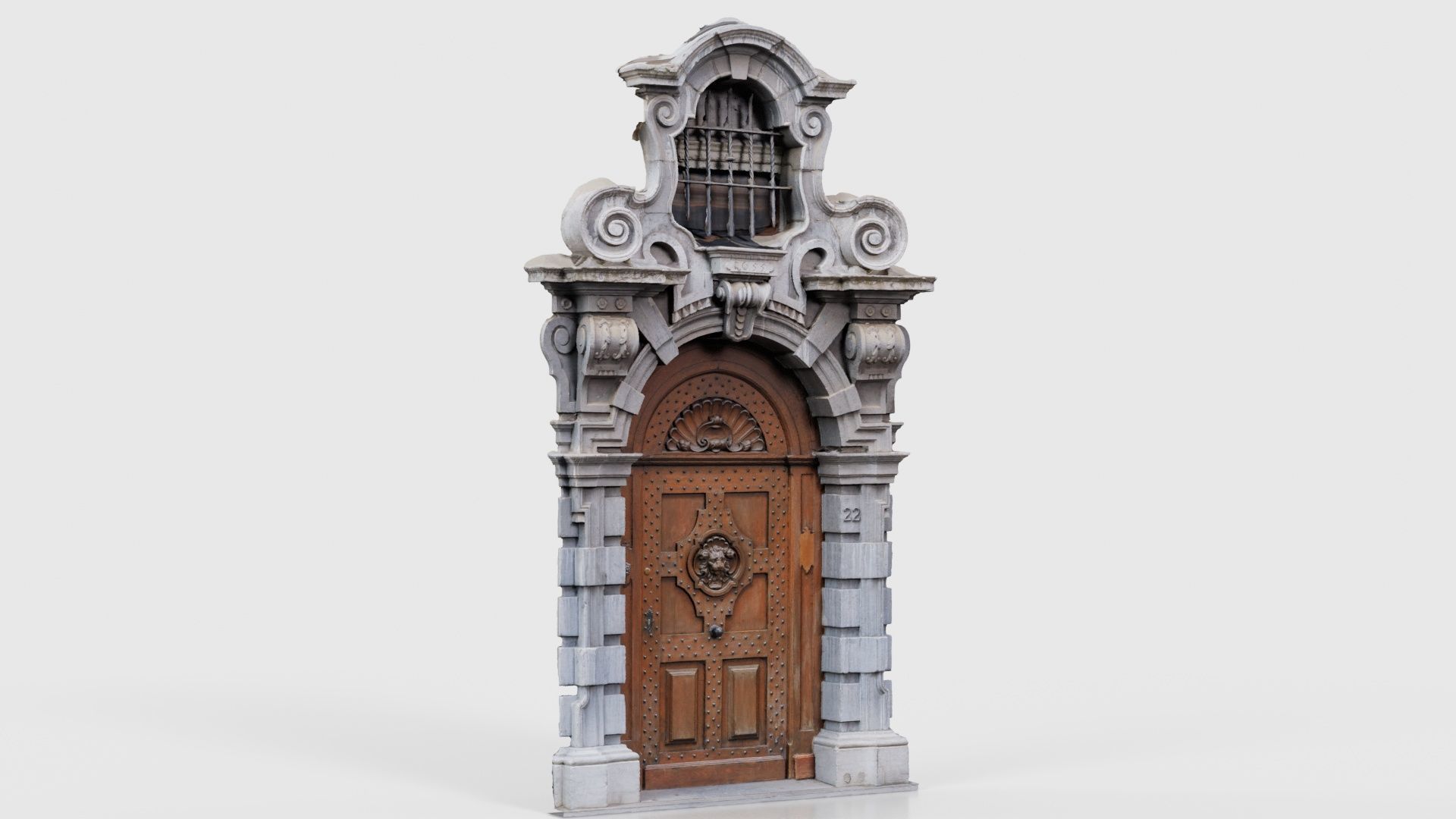 Wood Concrete Door Low-poly 3D model_16