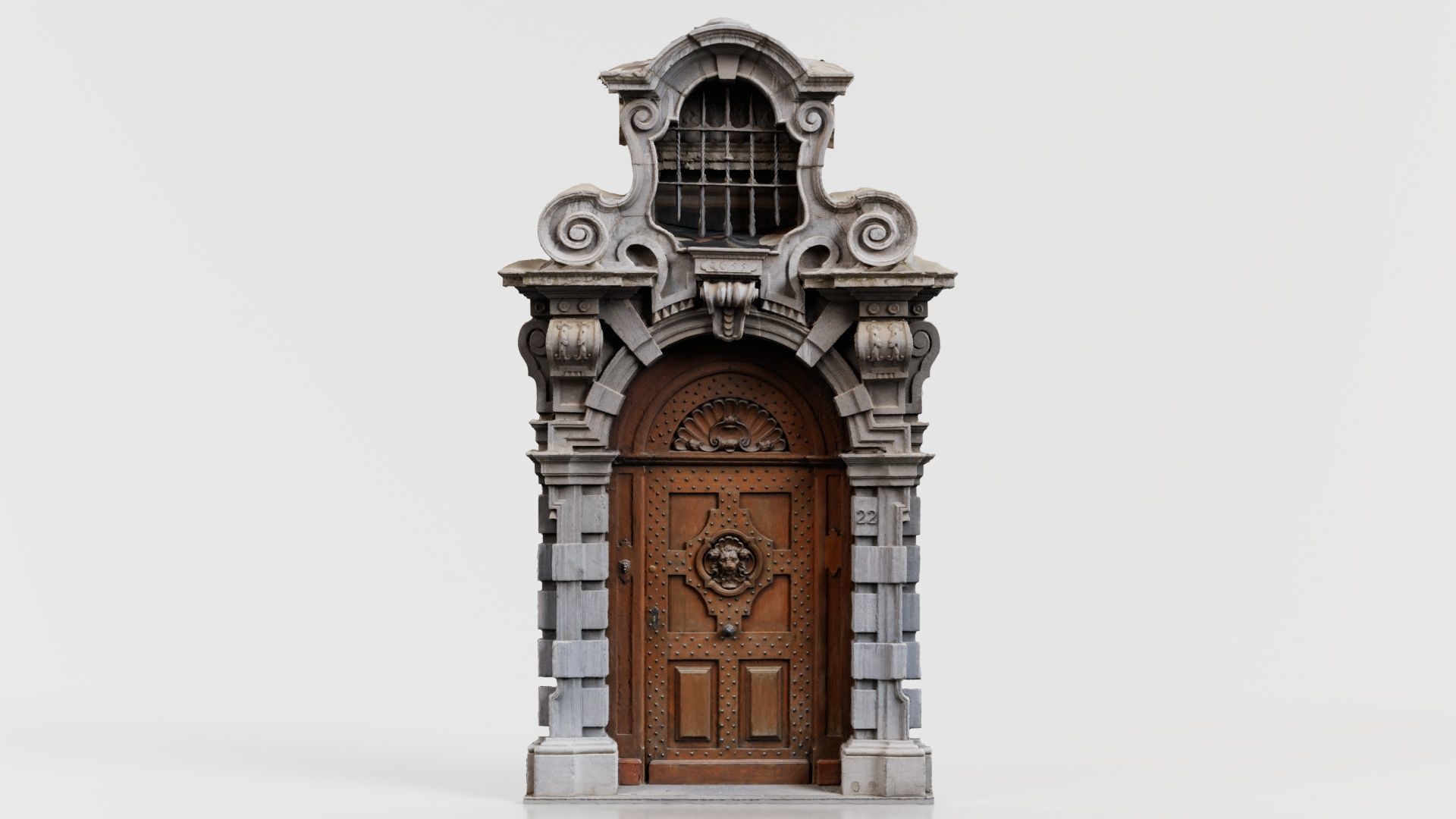 Wood Concrete Door Low-poly 3D model_8