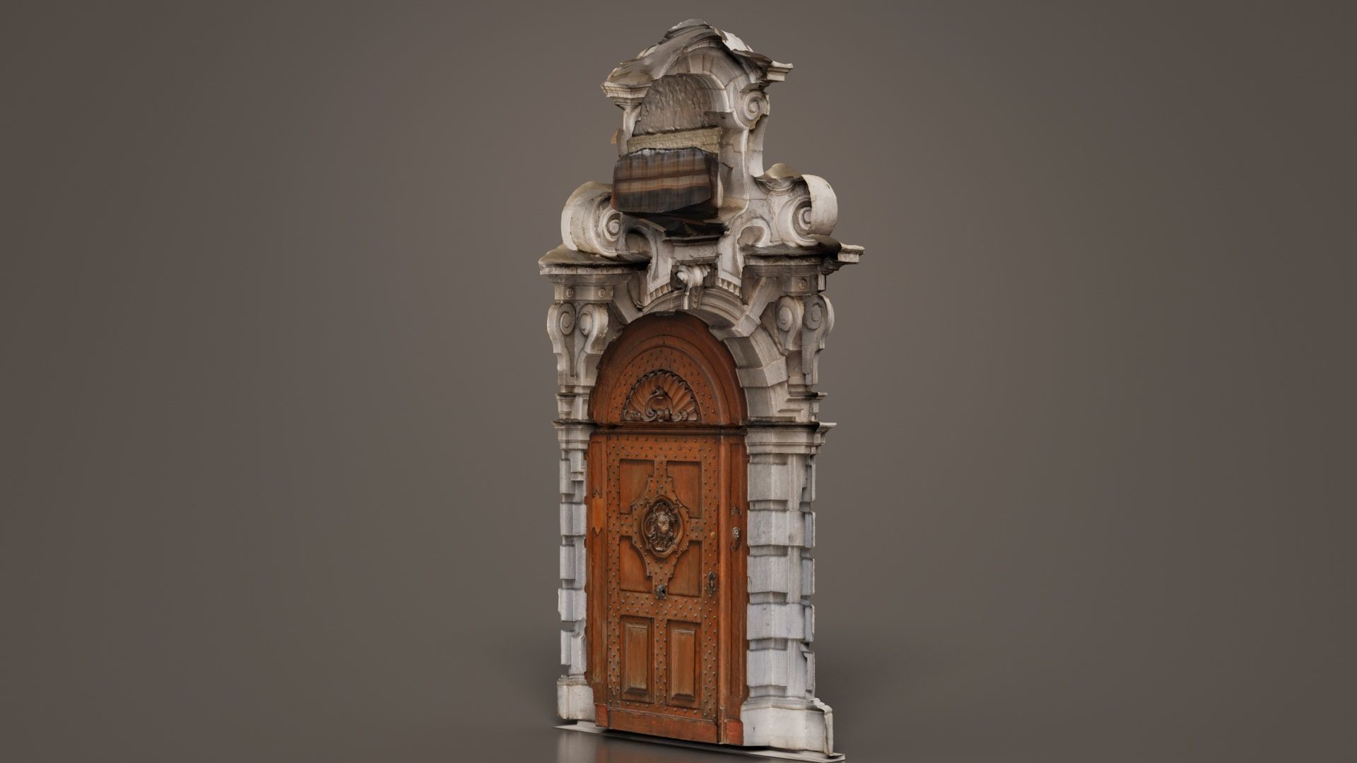 Wood Concrete Door Low-poly 3D model_4