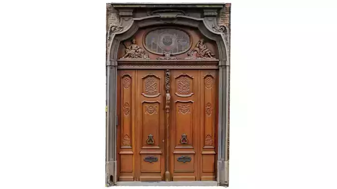 Wooden Door Glass Low-poly 3D model