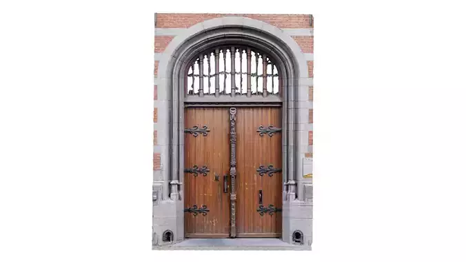 Wooden Door Hinged Low-poly 3D model
