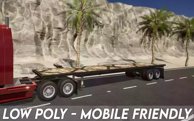 Semi Truck Trailer 08 - Flatbed v2