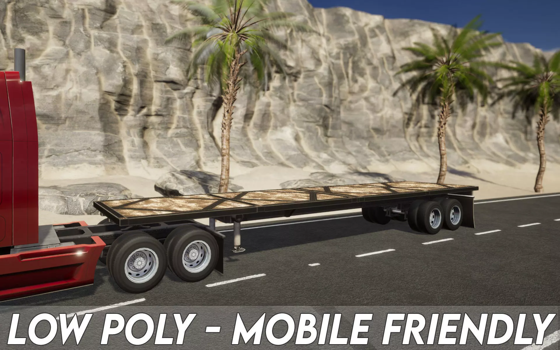 Semi Truck Trailer 08 - Flatbed v2 Low-poly 3D model
