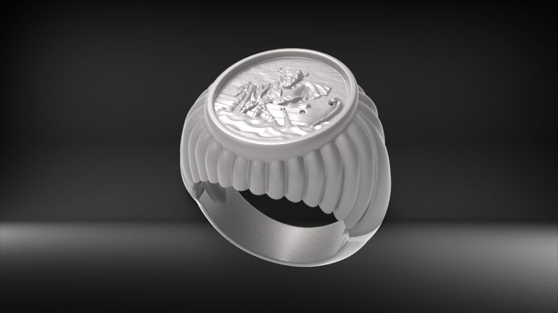 Fisherman Ring  3D print model_9