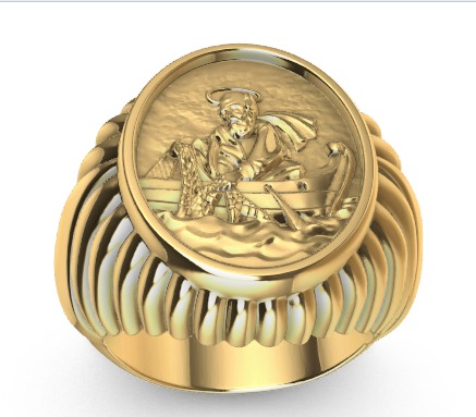 Fisherman Ring  3D print model_3