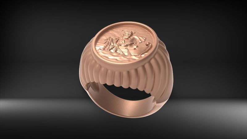 Fisherman Ring  3D print model_2