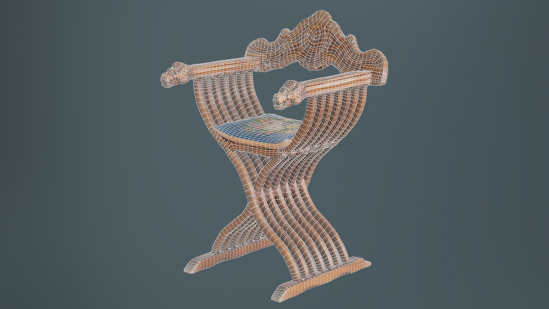 Lion Chair Low-poly 3D model_9
