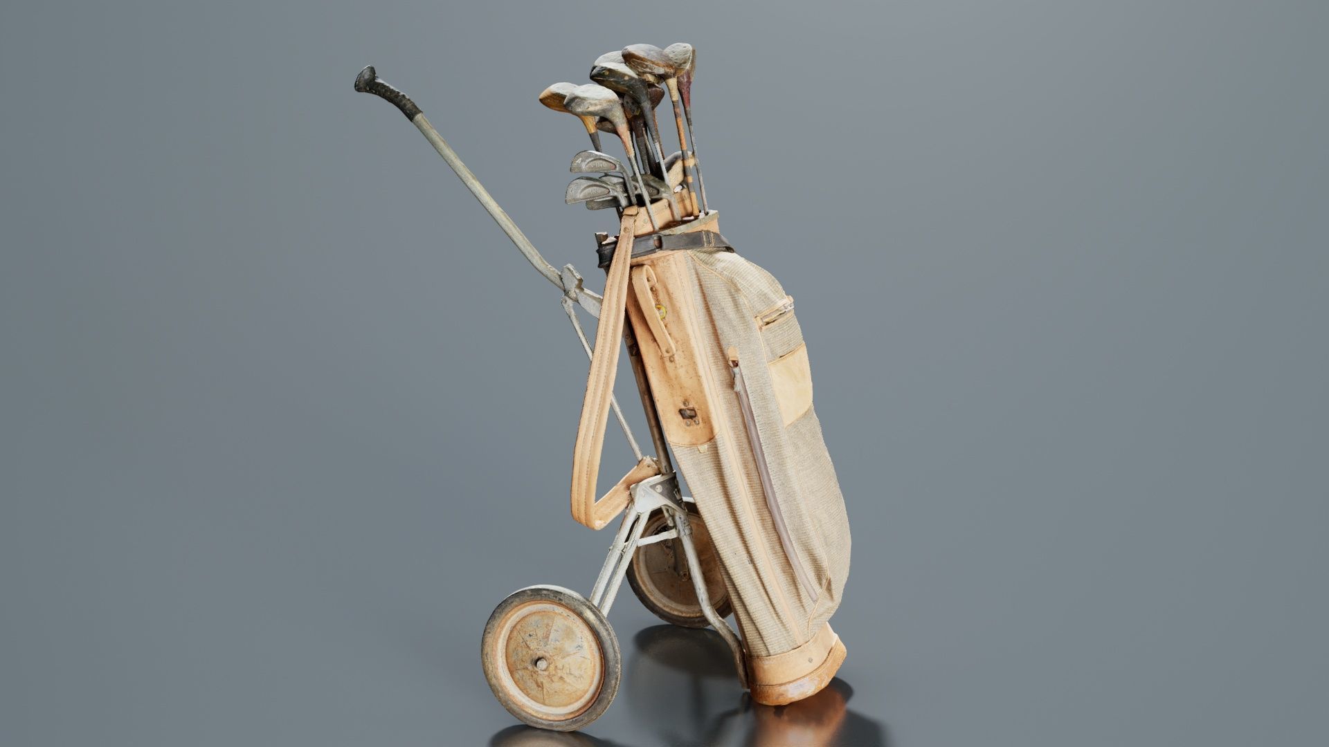 Golf Cart Low-poly 3D model_7