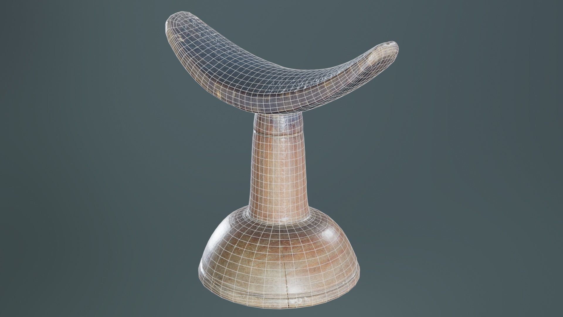 Headrest Africa Wood Furniture Prop 14 Low-poly 3D model_9