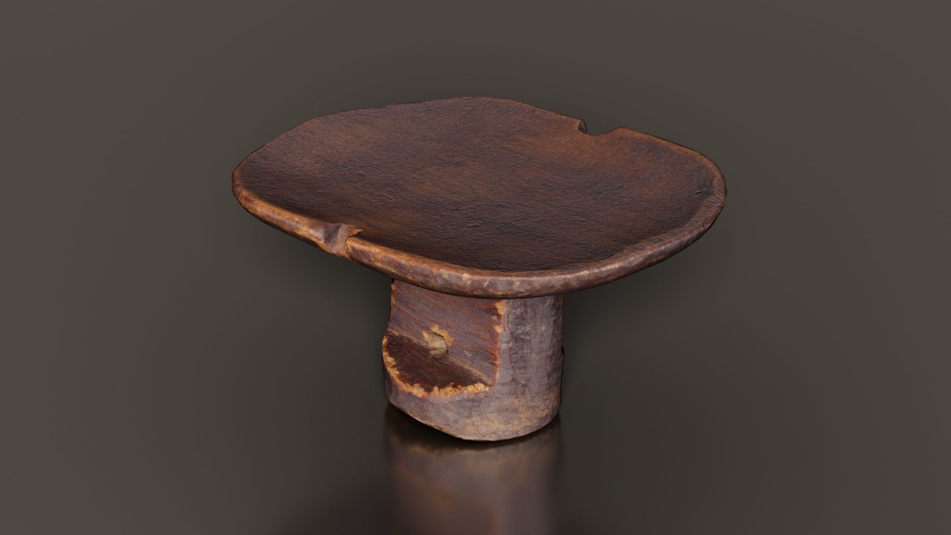 Headrest Africa Wood Furniture Prop 16 Low-poly 3D model_5