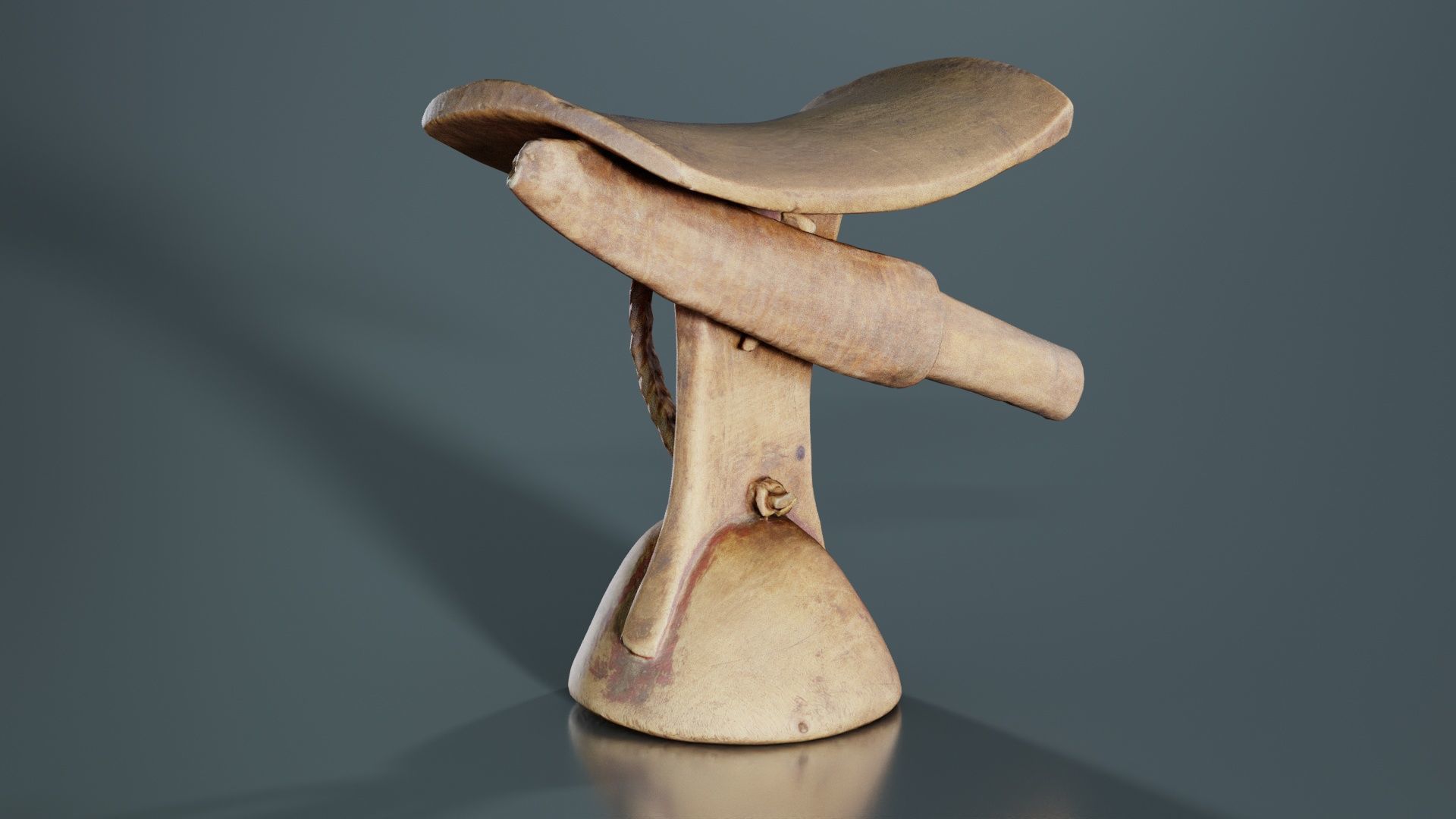 Headrest Africa Wood Furniture Prop 17 Low-poly 3D model_5