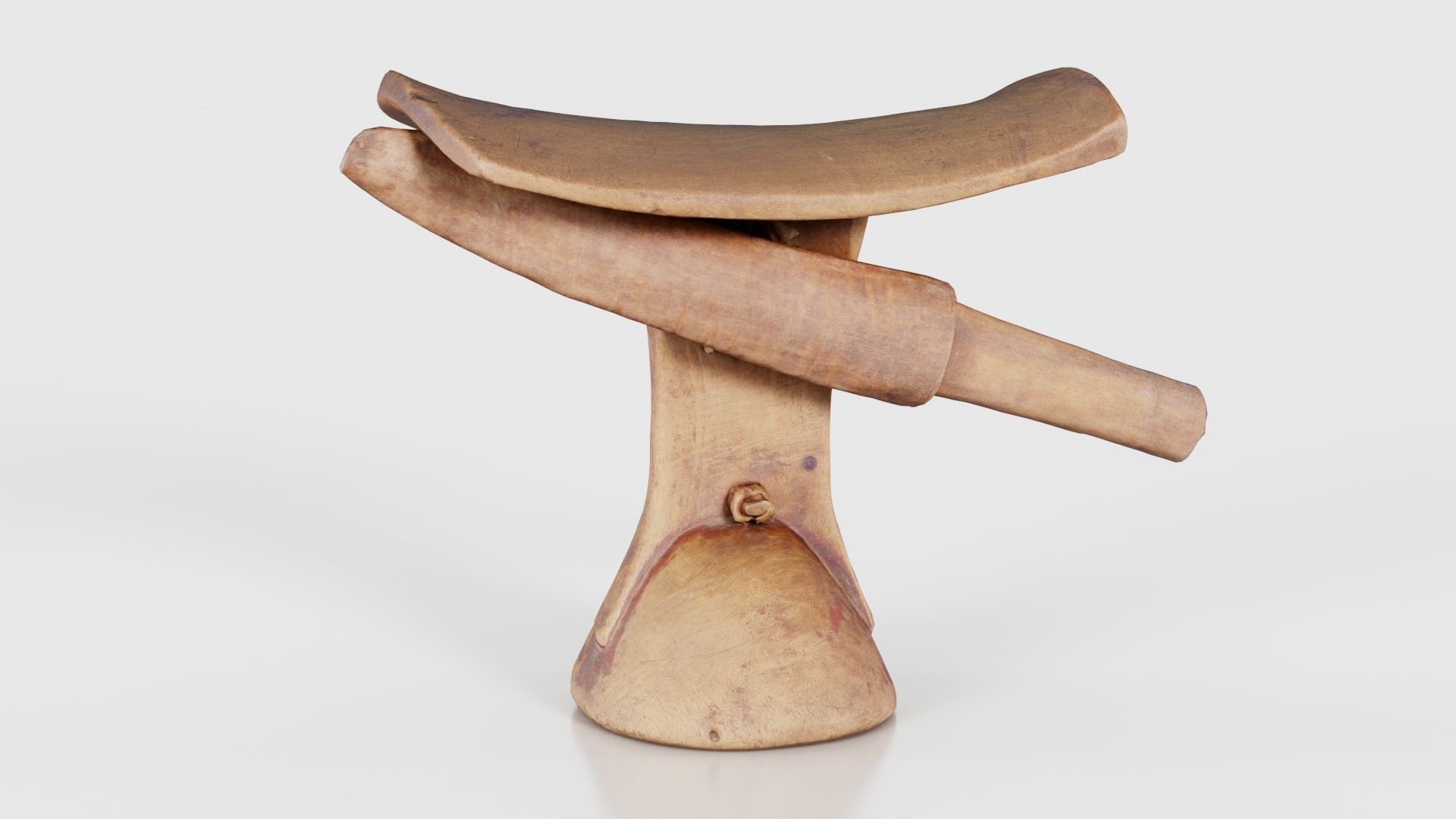 Headrest Africa Wood Furniture Prop 17 Low-poly 3D model_17