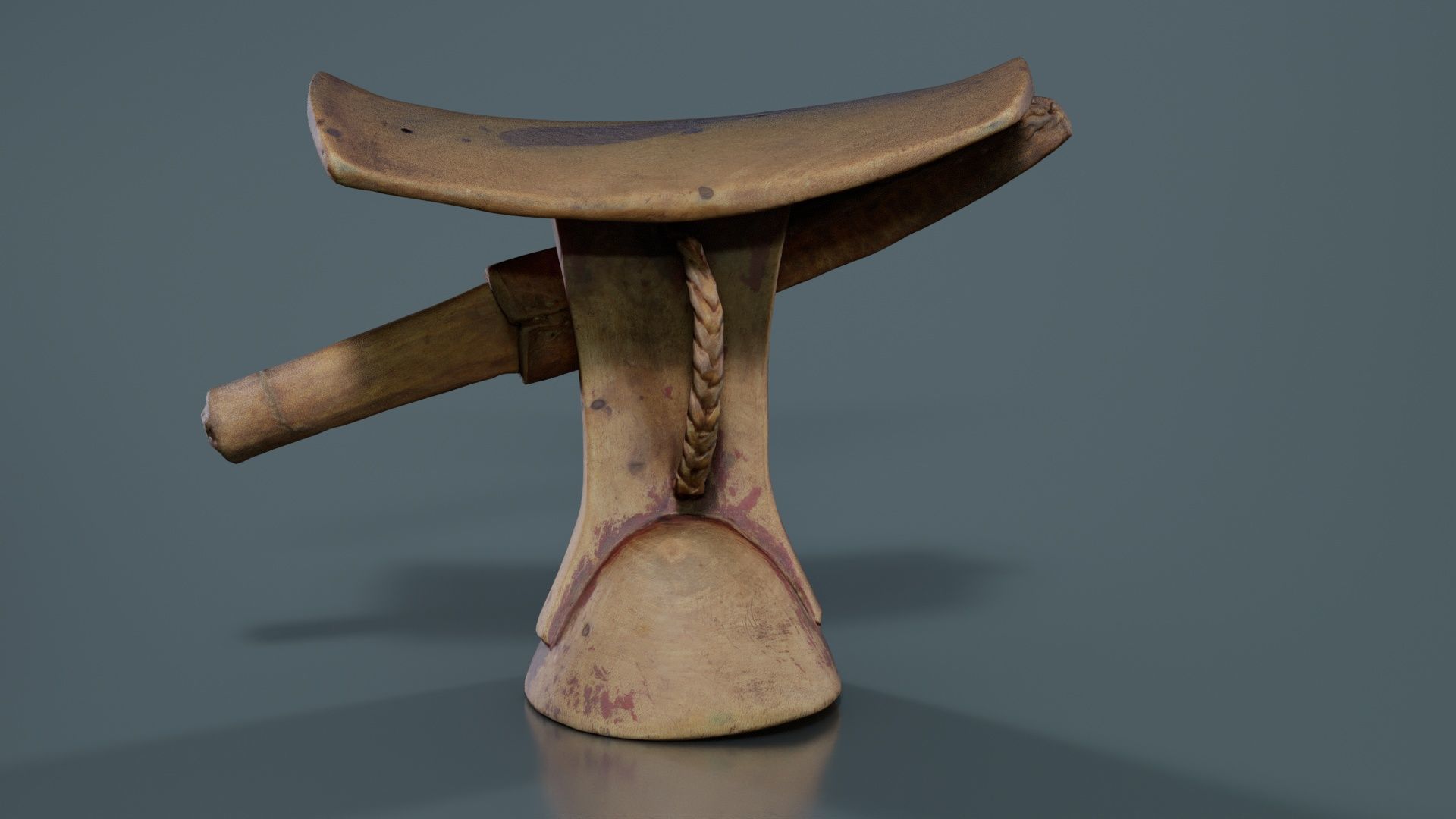 Headrest Africa Wood Furniture Prop 17 Low-poly 3D model_1