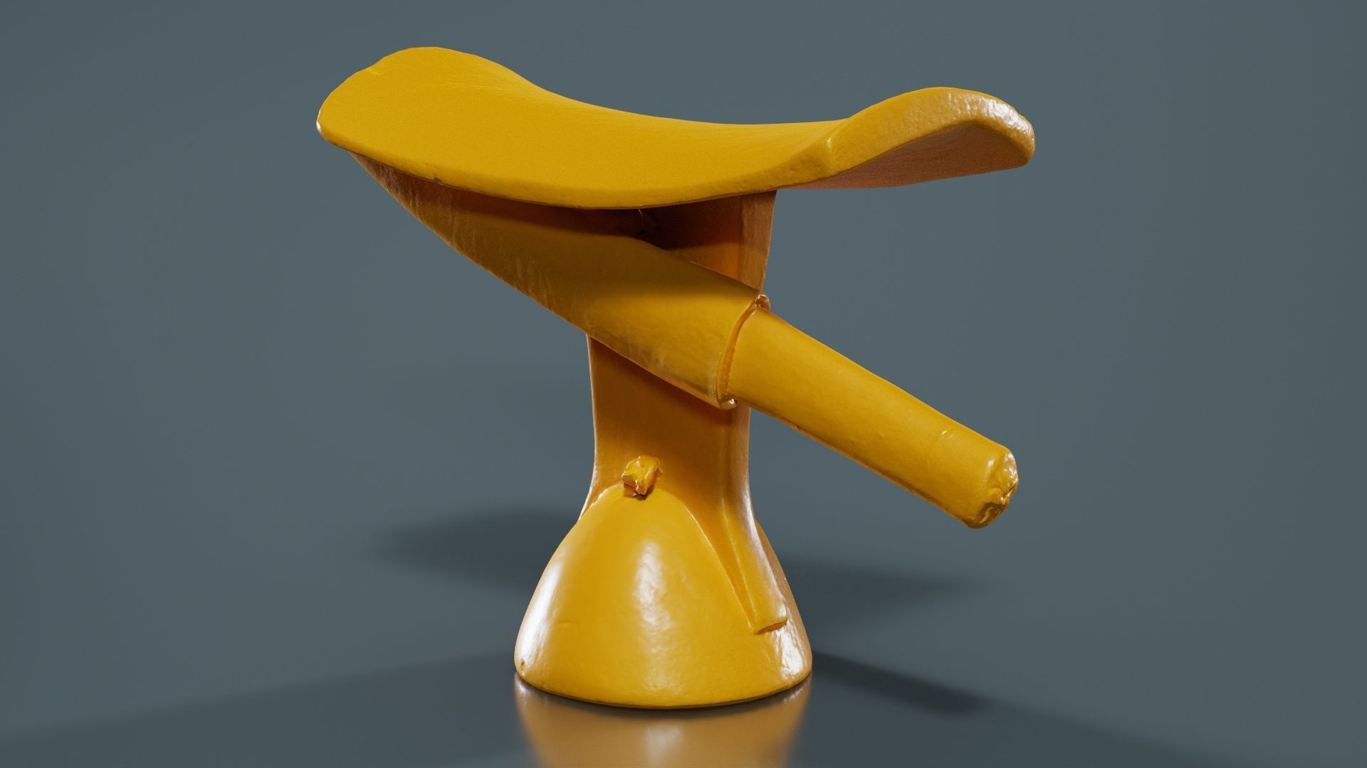 Headrest Africa Wood Furniture Prop 17 Low-poly 3D model_12