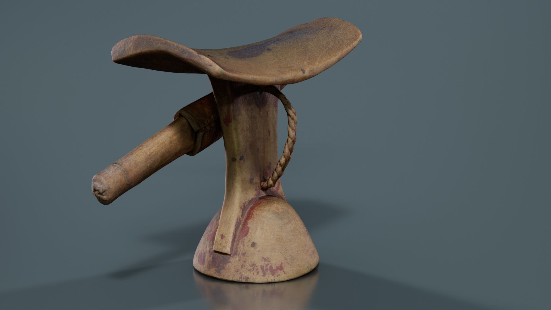 Headrest Africa Wood Furniture Prop 17 Low-poly 3D model_8