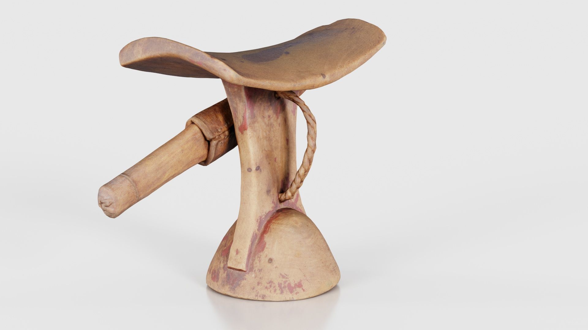 Headrest Africa Wood Furniture Prop 17 Low-poly 3D model_24