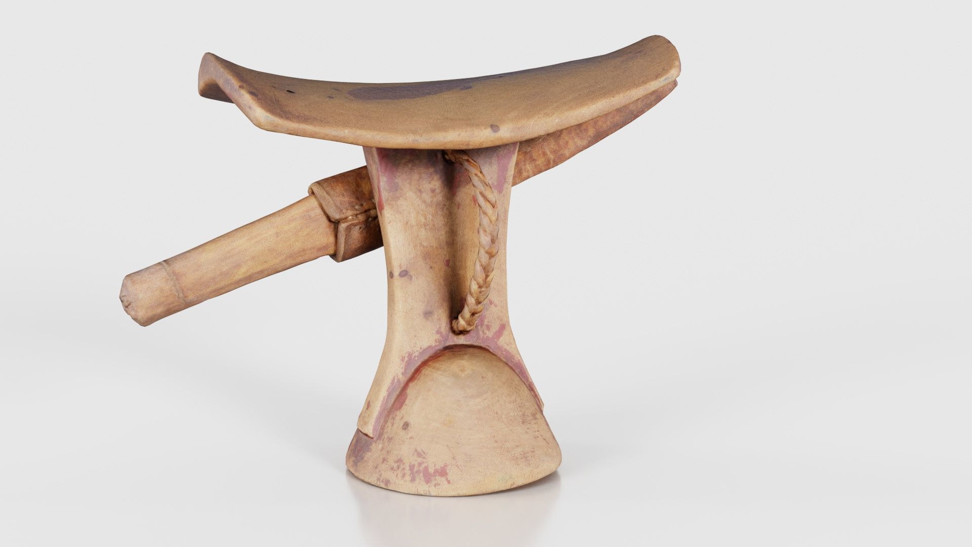 Headrest Africa Wood Furniture Prop 17 Low-poly 3D model_23