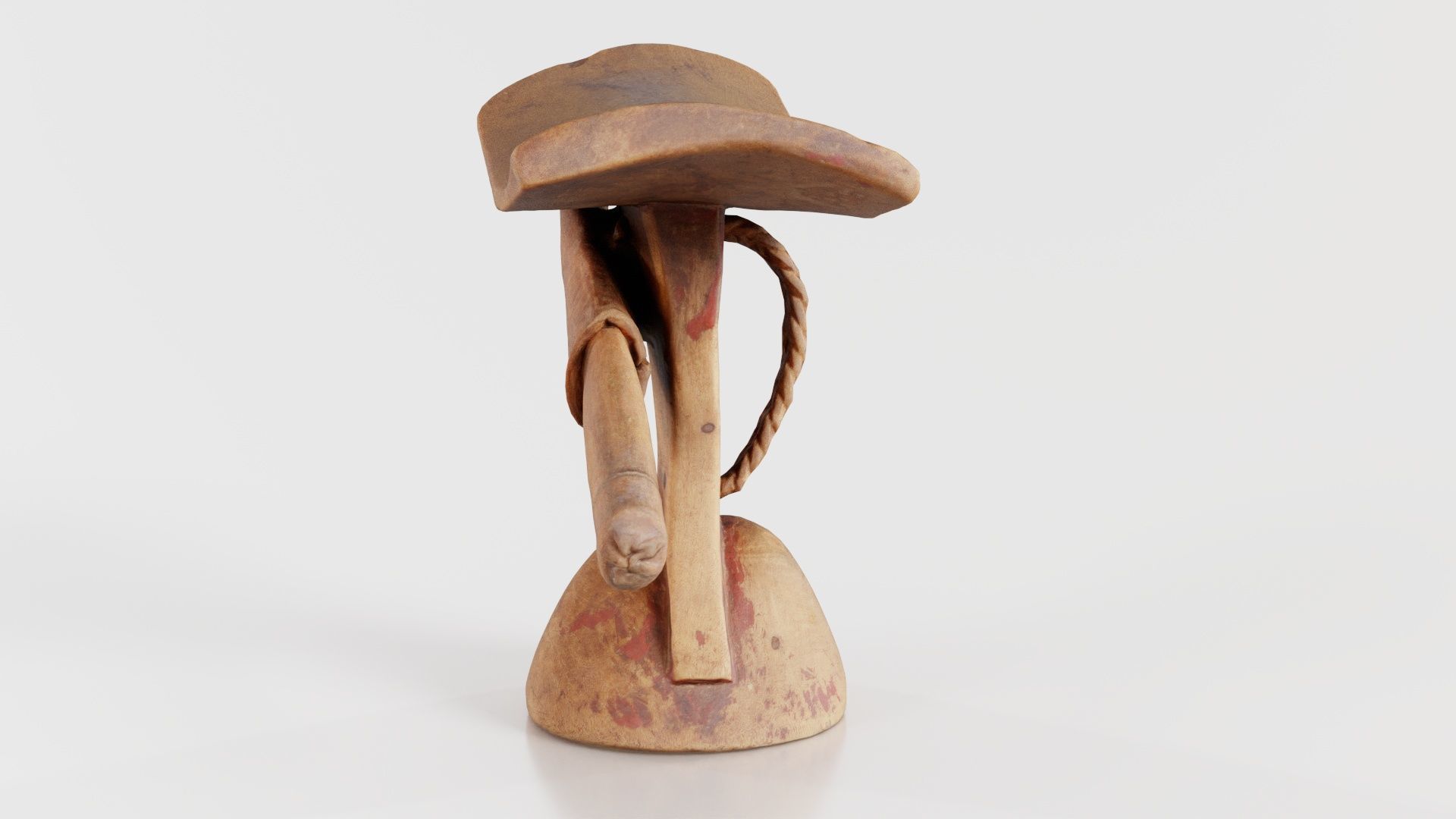 Headrest Africa Wood Furniture Prop 17 Low-poly 3D model_4