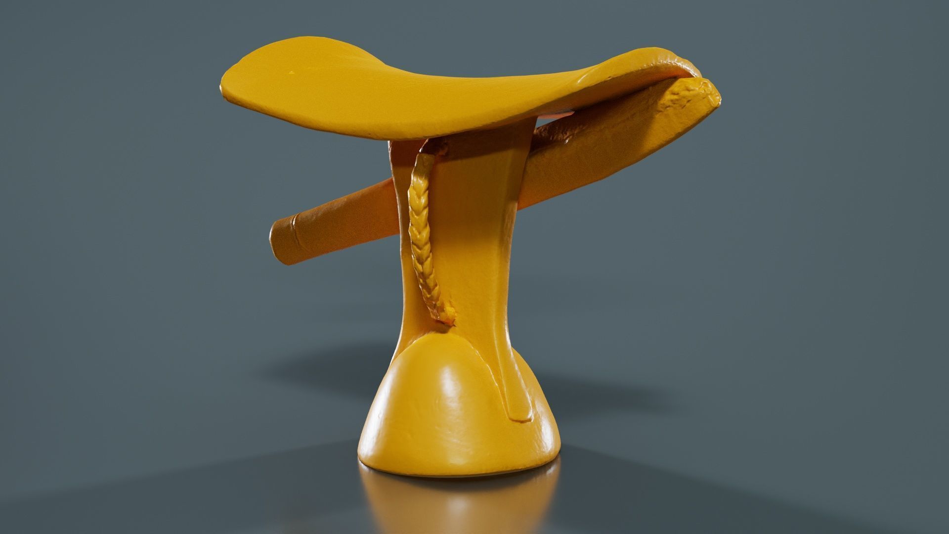 Headrest Africa Wood Furniture Prop 17 Low-poly 3D model_13