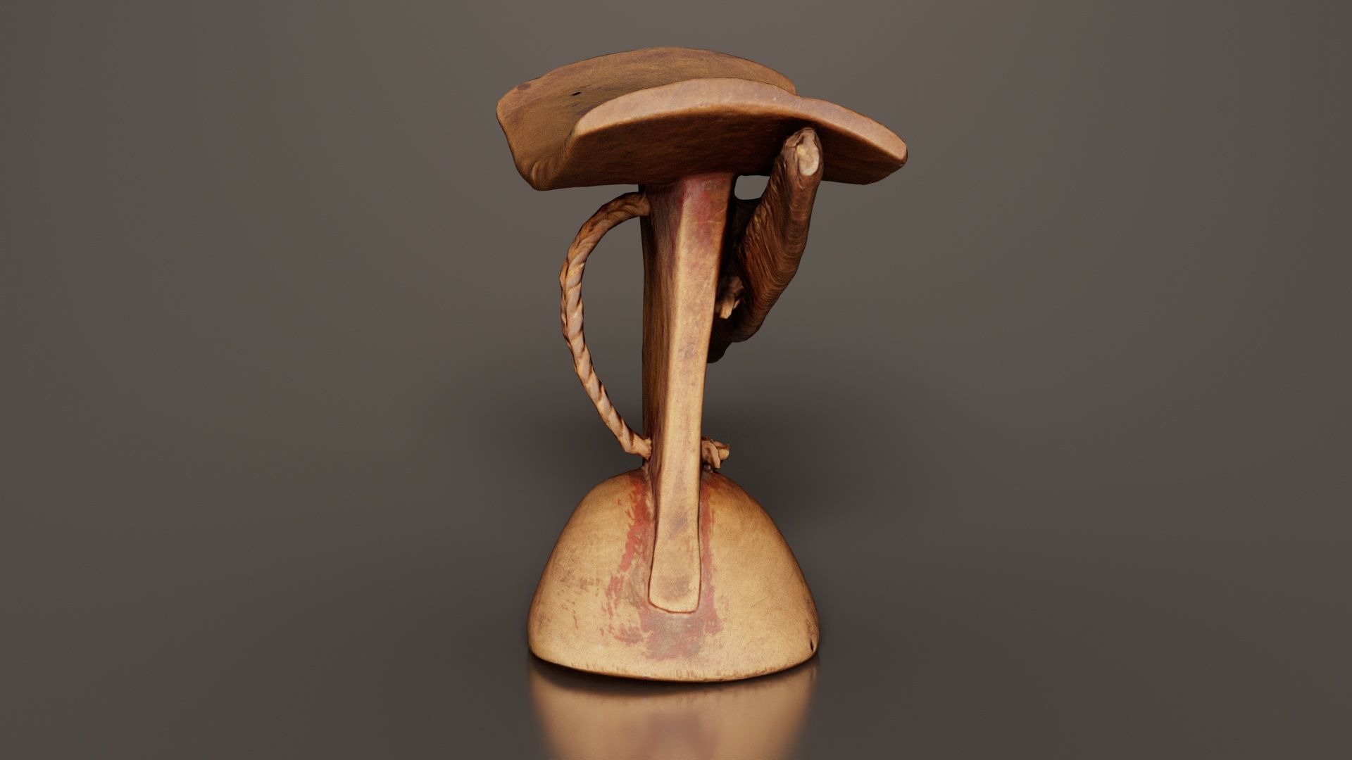 Headrest Africa Wood Furniture Prop 17 Low-poly 3D model_7