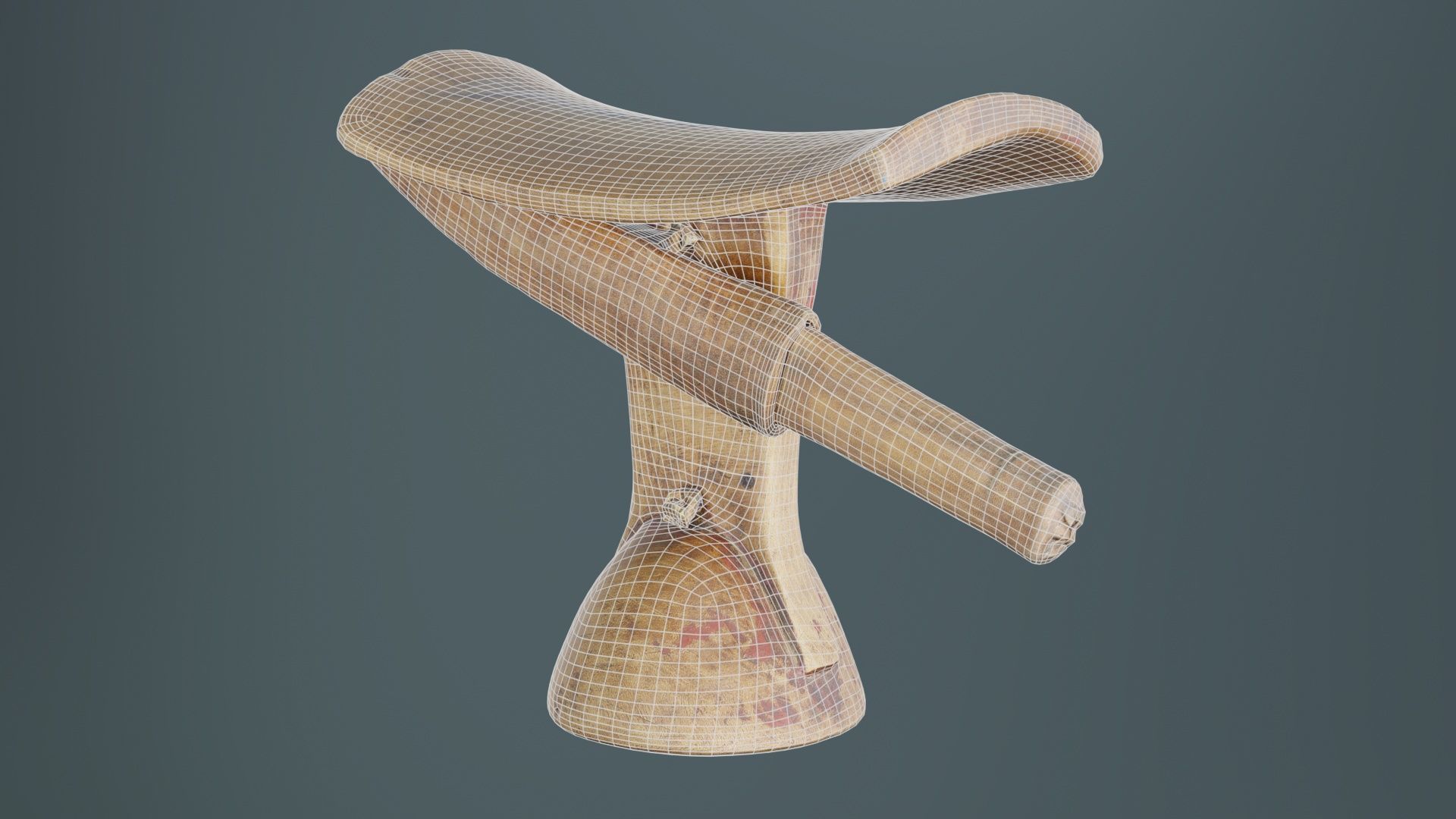 Headrest Africa Wood Furniture Prop 17 Low-poly 3D model_9