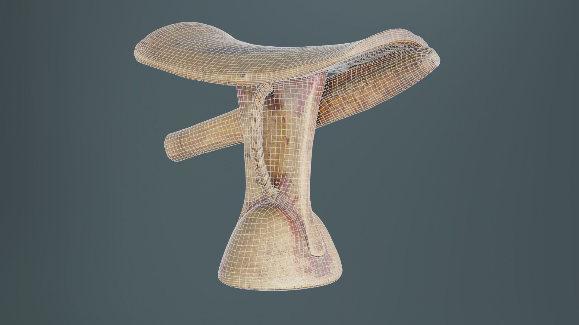 Headrest Africa Wood Furniture Prop 17 Low-poly 3D model_10