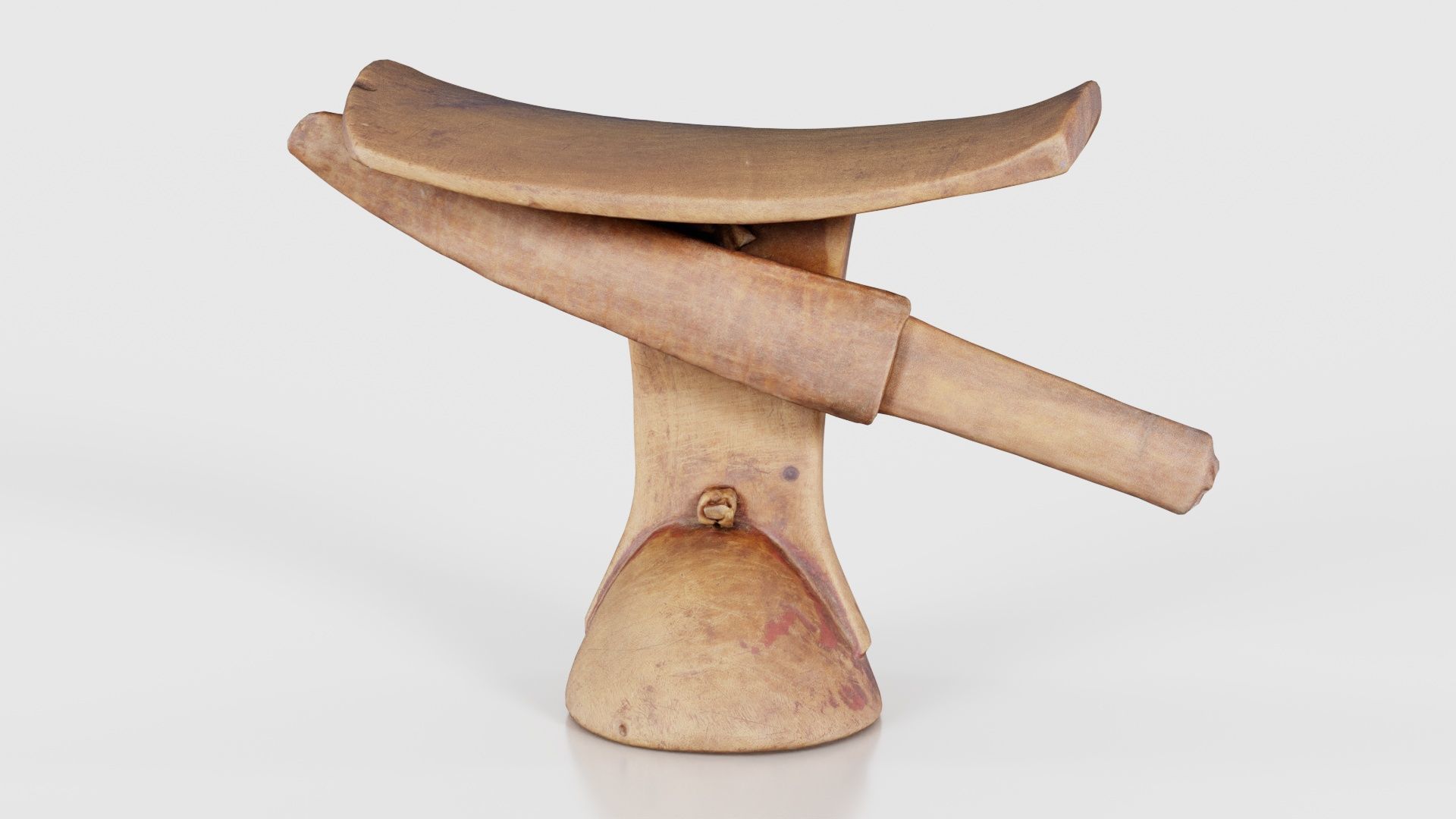 Headrest Africa Wood Furniture Prop 17 Low-poly 3D model_16
