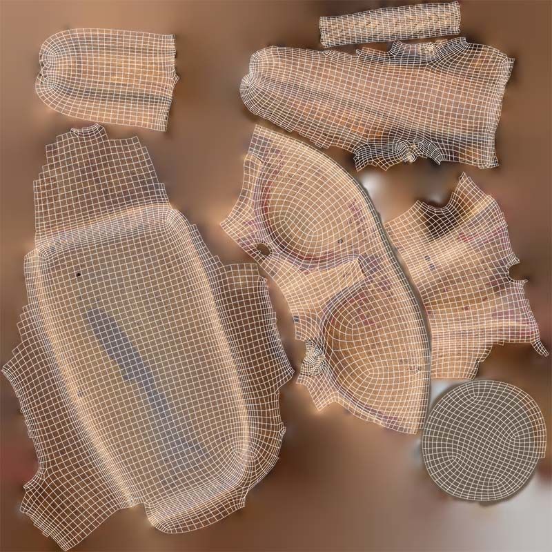 Headrest Africa Wood Furniture Prop 17 Low-poly 3D model_14