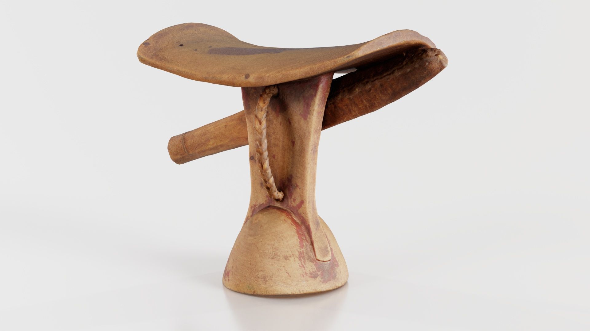 Headrest Africa Wood Furniture Prop 17 Low-poly 3D model_3