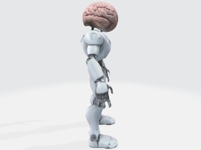 Robot with human brain 3D model_1