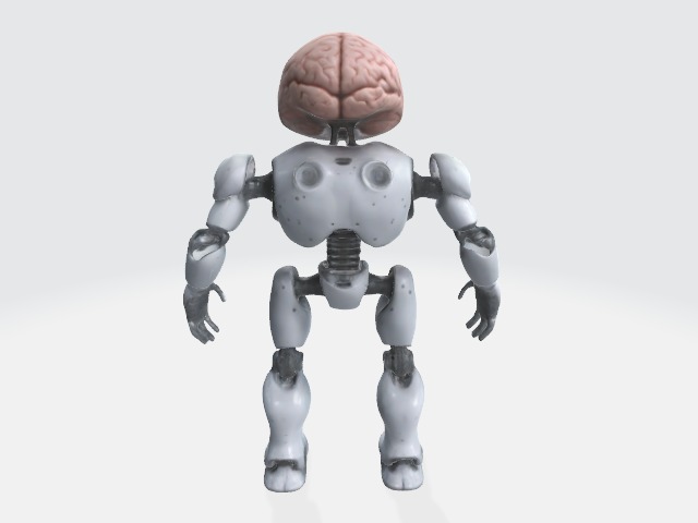 Robot with human brain 3D model_2