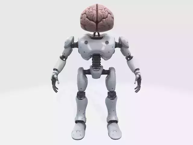 Robot with human brain 3D model
