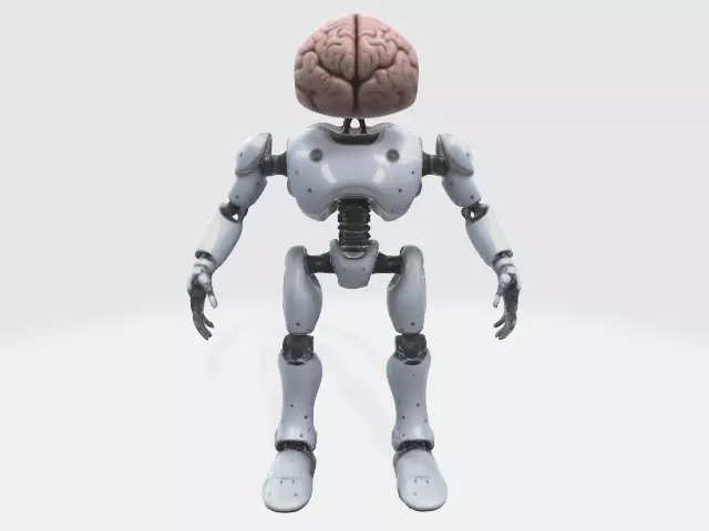 Robot with human brain 3D model_0